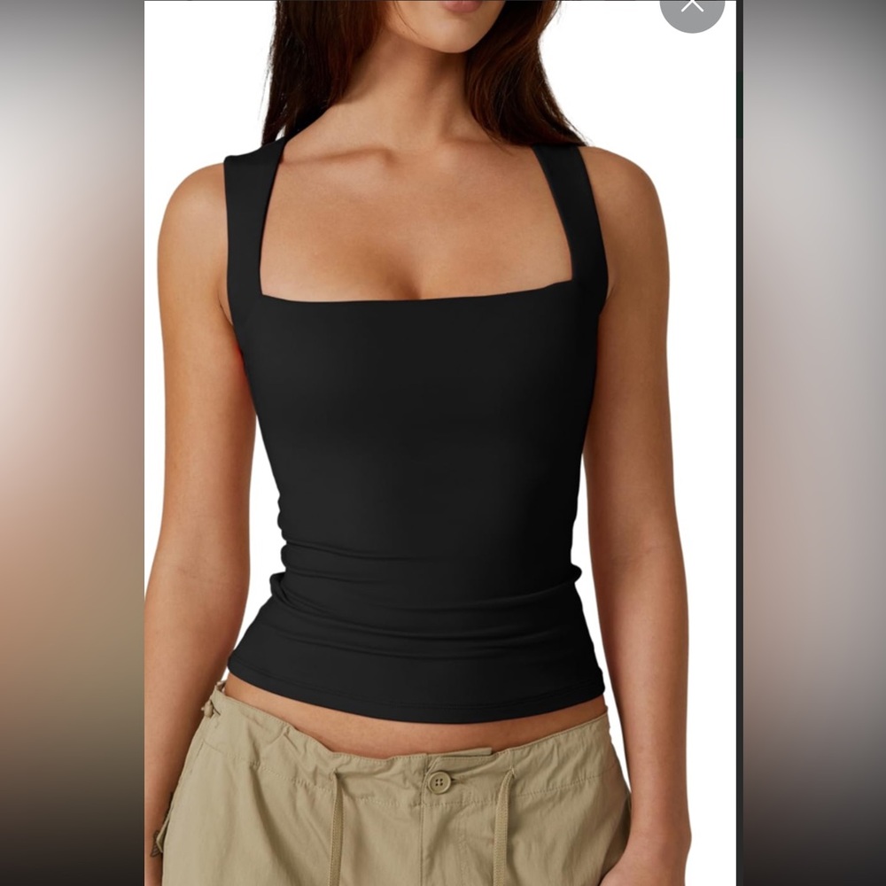 Black Square Neck Women's Top with tummy Control